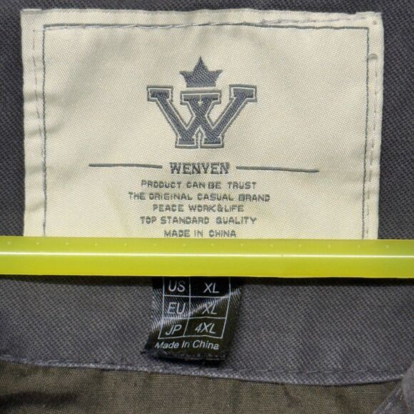 Wenven Military Style Button Snaps Full Zip Canvas Jacket Lined Gray Men XL GUC - Picture 5 of 12